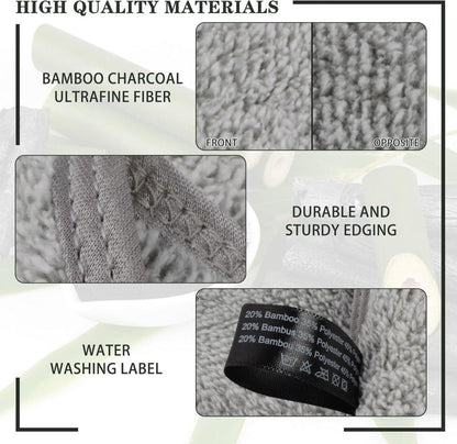 4er Pack Mikrofaser Handtuch Bambus Kohle 40x76cm saugfähig Hellgrau