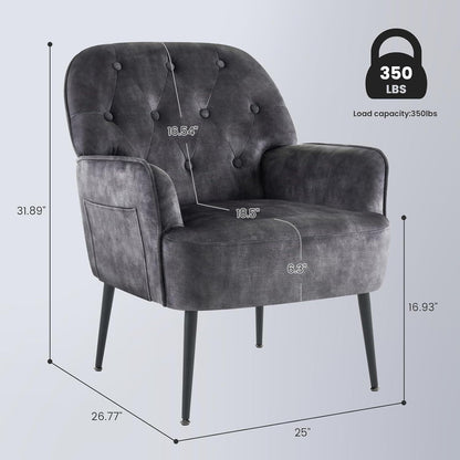 Bequemer Samt Sessel mit Seitentasche – Modern & Ergonomisch