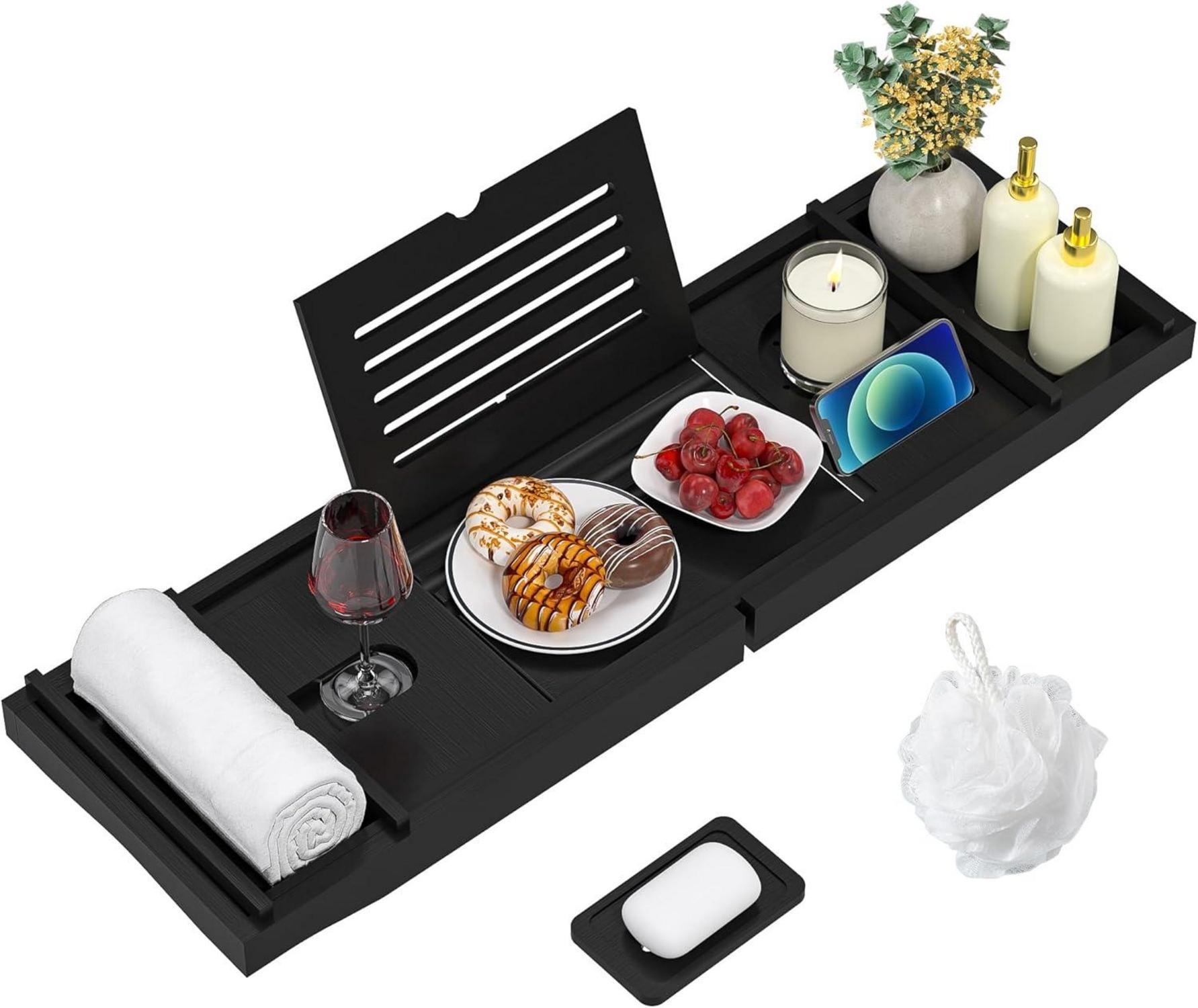Badewannenablage Bambus verstellbares Badewannenbrett Ablagen Ipad