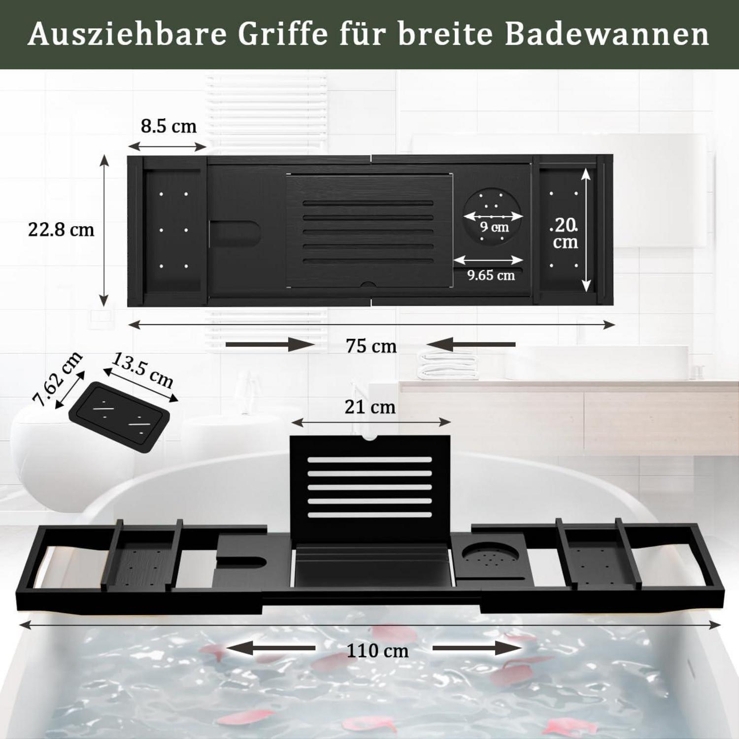 Badewannenablage Bambus verstellbares Badewannenbrett Ablagen Ipad