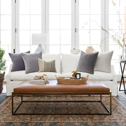 4er Set Kissenbezug 30x30 cm Grau Kordsamt Dekokissen für Sofa Schlafzimmer