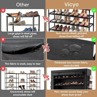 Schuhregal 10 Ebenen für 50 Paare, schwarz, staubdichte