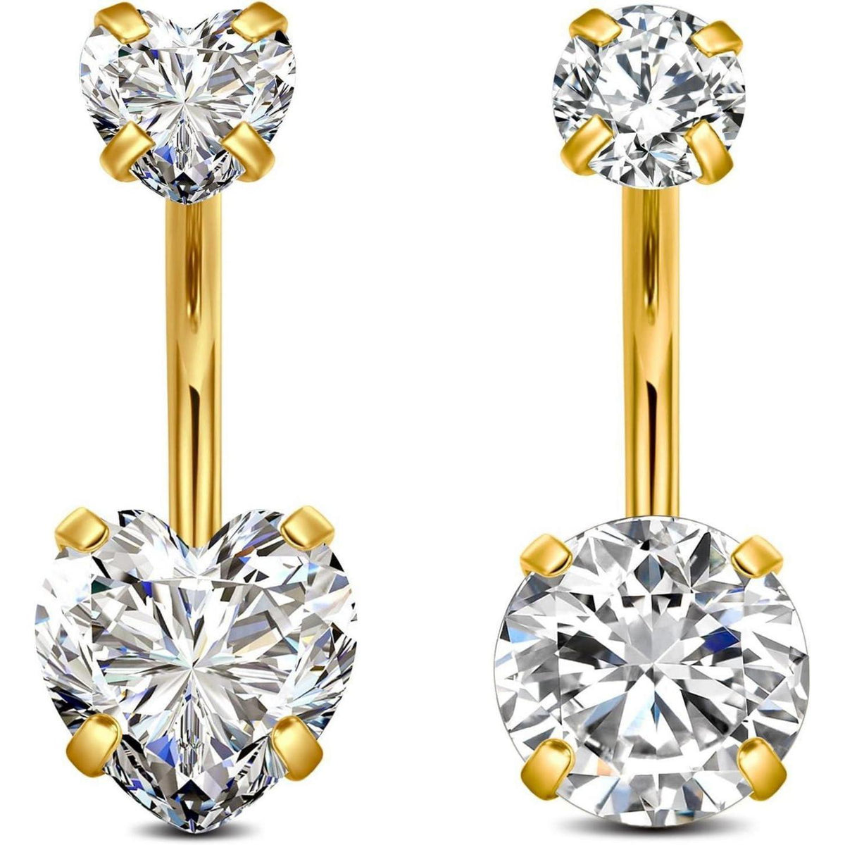 Bauchnabelpiercing Set 2 Stück Chirurgenstahl 10mm Silber/Gold