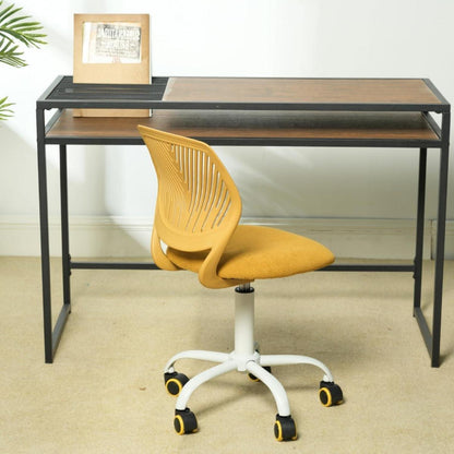 Schreibtischstuhl Leinenstoff ergonomisch höhenverstellbar Limettengelb