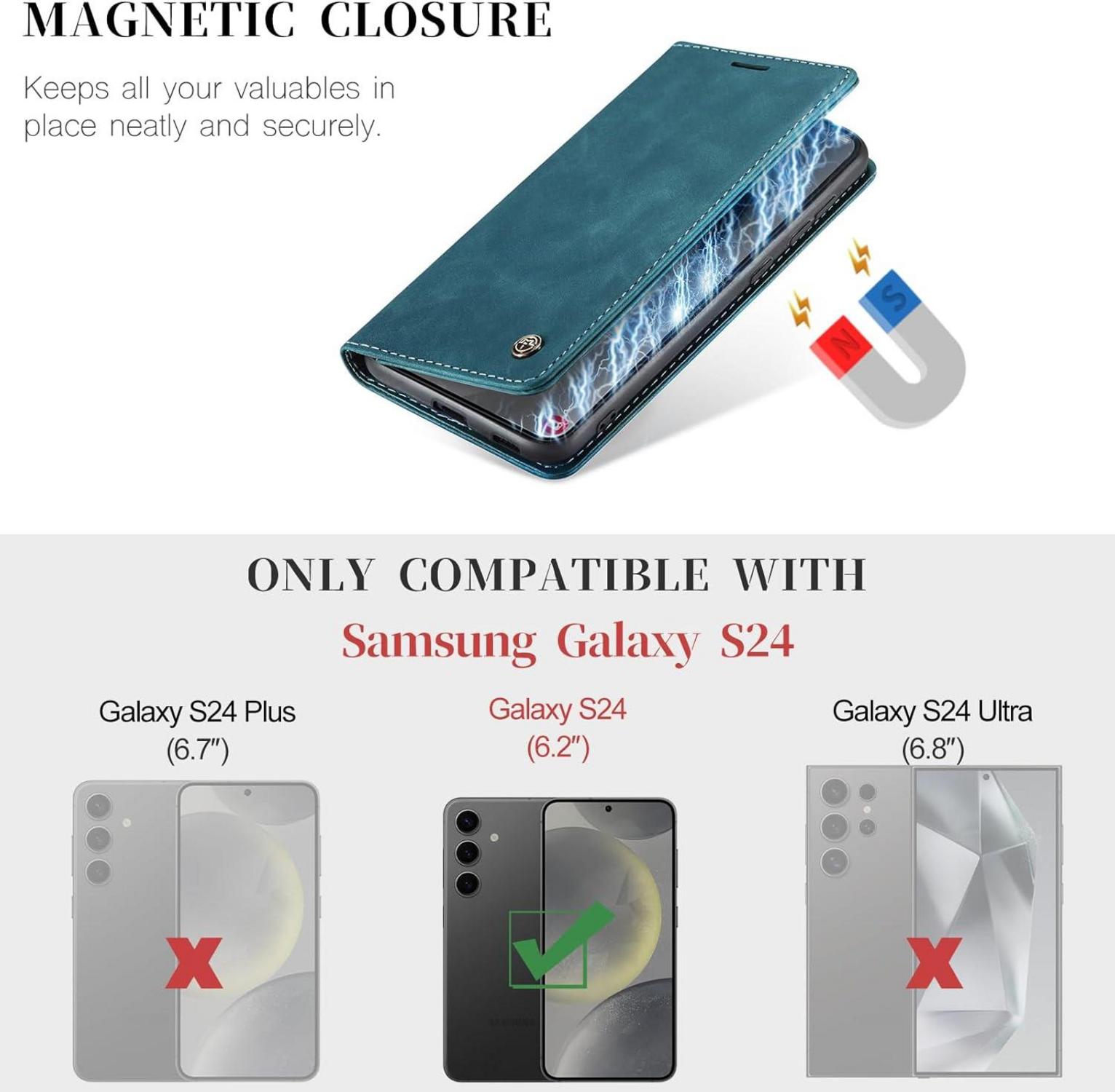 Samsung Galaxy S24 5G Handyhülle Leder Flip Case mit Magnet