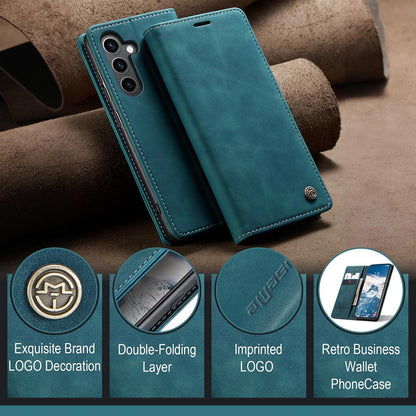 Samsung Galaxy S24 5G Hülle - Premium Leder Klapphülle Blaugrün