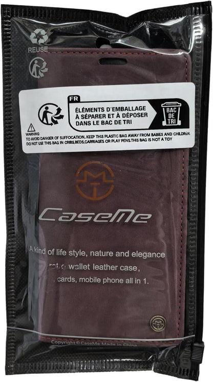 Samsung Galaxy S24 5G Hülle Premium Leder Flip Case Magnet Standfunktion Weinrot