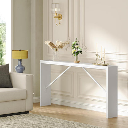MAHANCRIS Konsolentisch Retro Esstisch Weiß Schmaler Tisch 158cm
