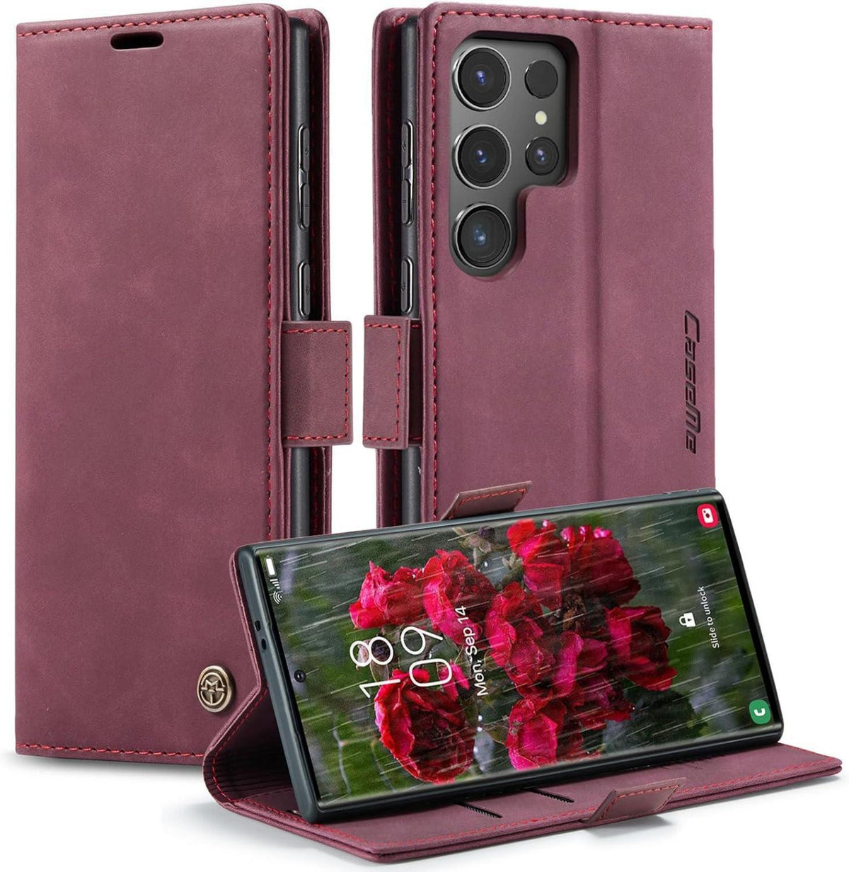 Handyhülle Samsung Galaxy S24 Ultra 5G Leder Flip Case Magnet