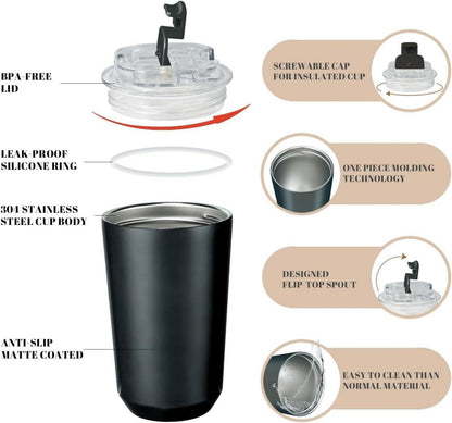 ERBO Kaffeebecher to go 380ml Thermobecher Auslaufsicher