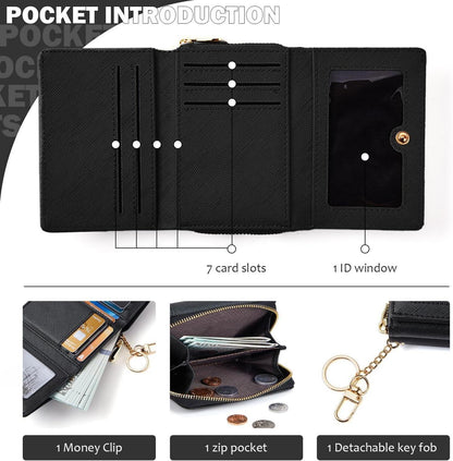 MUIIKOLA Mini Geldbörse Damen - Große Kapazität & 7 Kartenfächer
