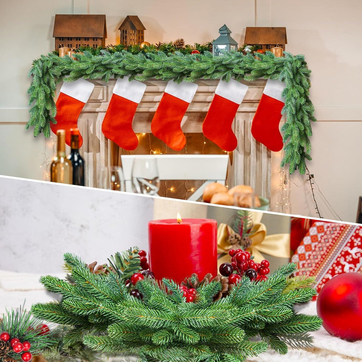 Künstliche Tannenzweige 50 Stück DIY Weihnachtsdeko Grün 26 cm