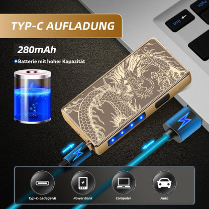 LcFun Elektrisches Plasma Lichtbogen Feuerzeug - Goldener Drache