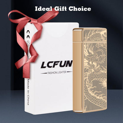 LcFun Feuerzeug Elektrisch USB Aufladbar Plasma Sturmfeuerzeug Goldener Drache