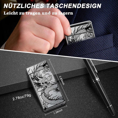 LcFun Feuerzeug Elektrisch USB Wiederaufladbar Drache LED-Schwarz