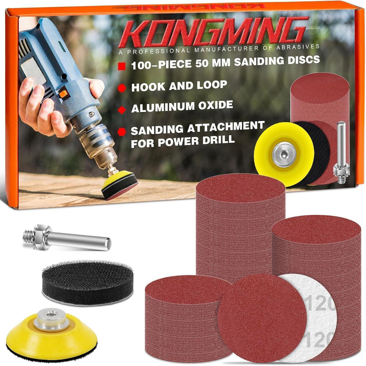 Schleifpapier 50mm Klett 100 Stück Körnung 120 für Akkuschrauber