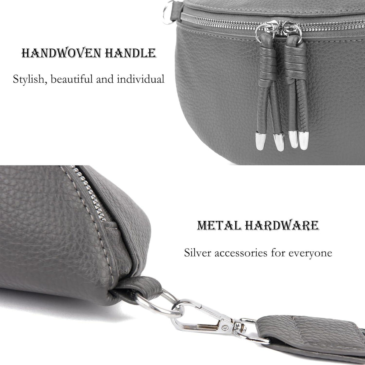 Damen Umhängetasche Stylisch Bauchtasche Crossbody Bag Dunkelgrau