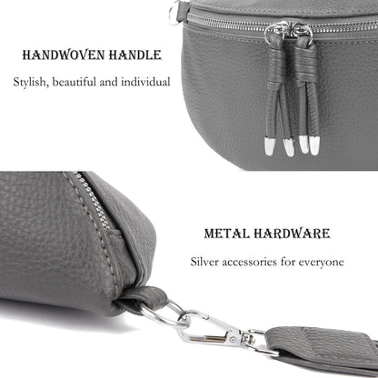 Damen Umhängetasche Stylisch Bauchtasche Crossbody Bag Dunkelgrau