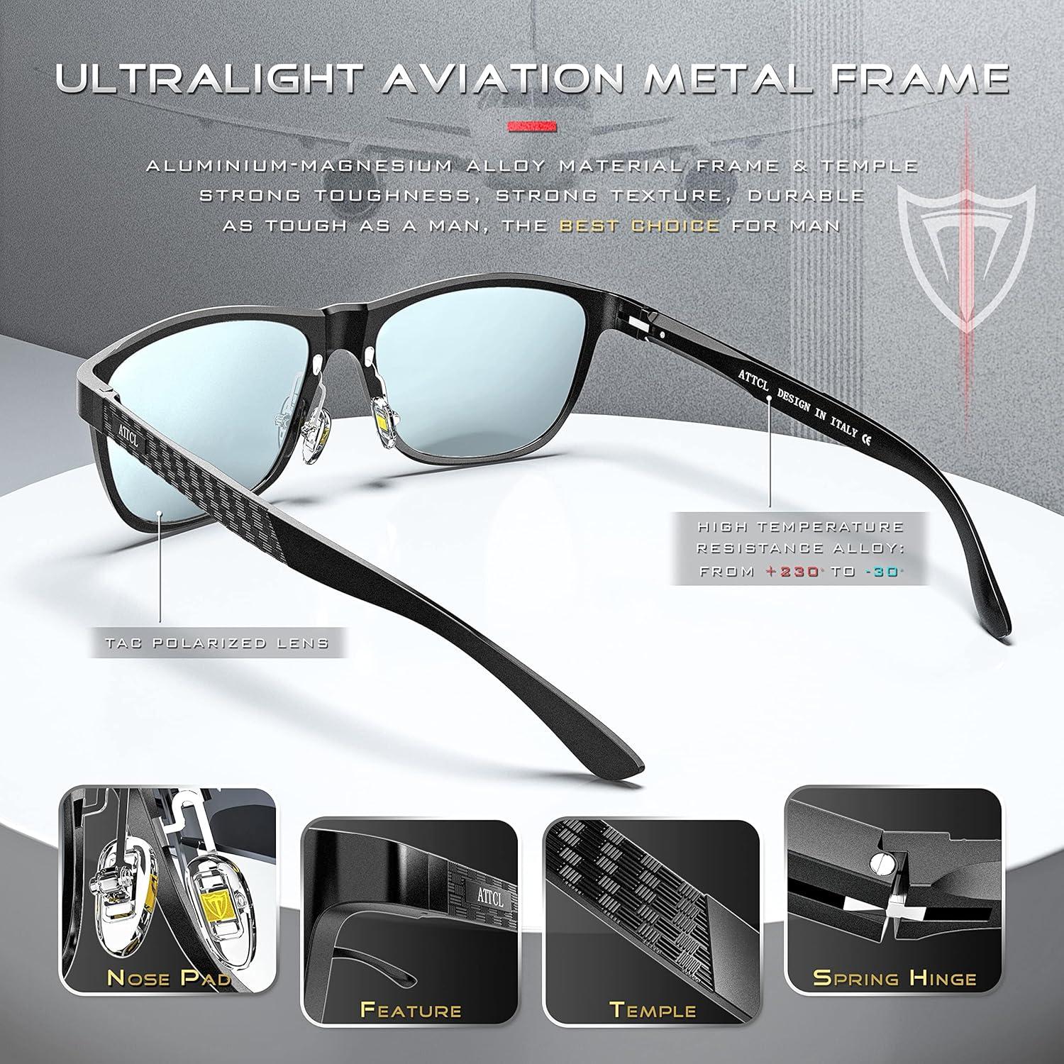 ATTCL Polarisierte Herren Sonnenbrille Al-Mg Metallrahmen UV400 CAT 3 CE