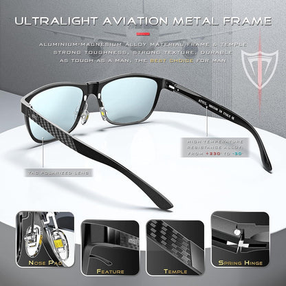 ATTCL Polarisierte Herren Sonnenbrille Al-Mg Metallrahmen UV400 CAT 3 CE