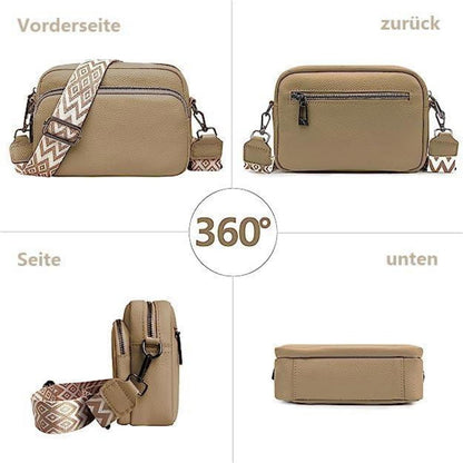 Damen Umhängetasche Echtes Leder Crossbody mit Breitem