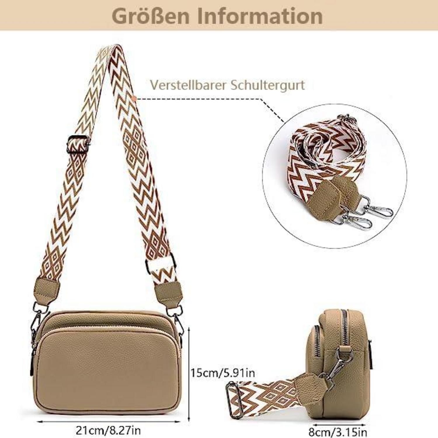 Damen Handy Umhängetasche Echtes Leder Crossbody Schultertasche 3