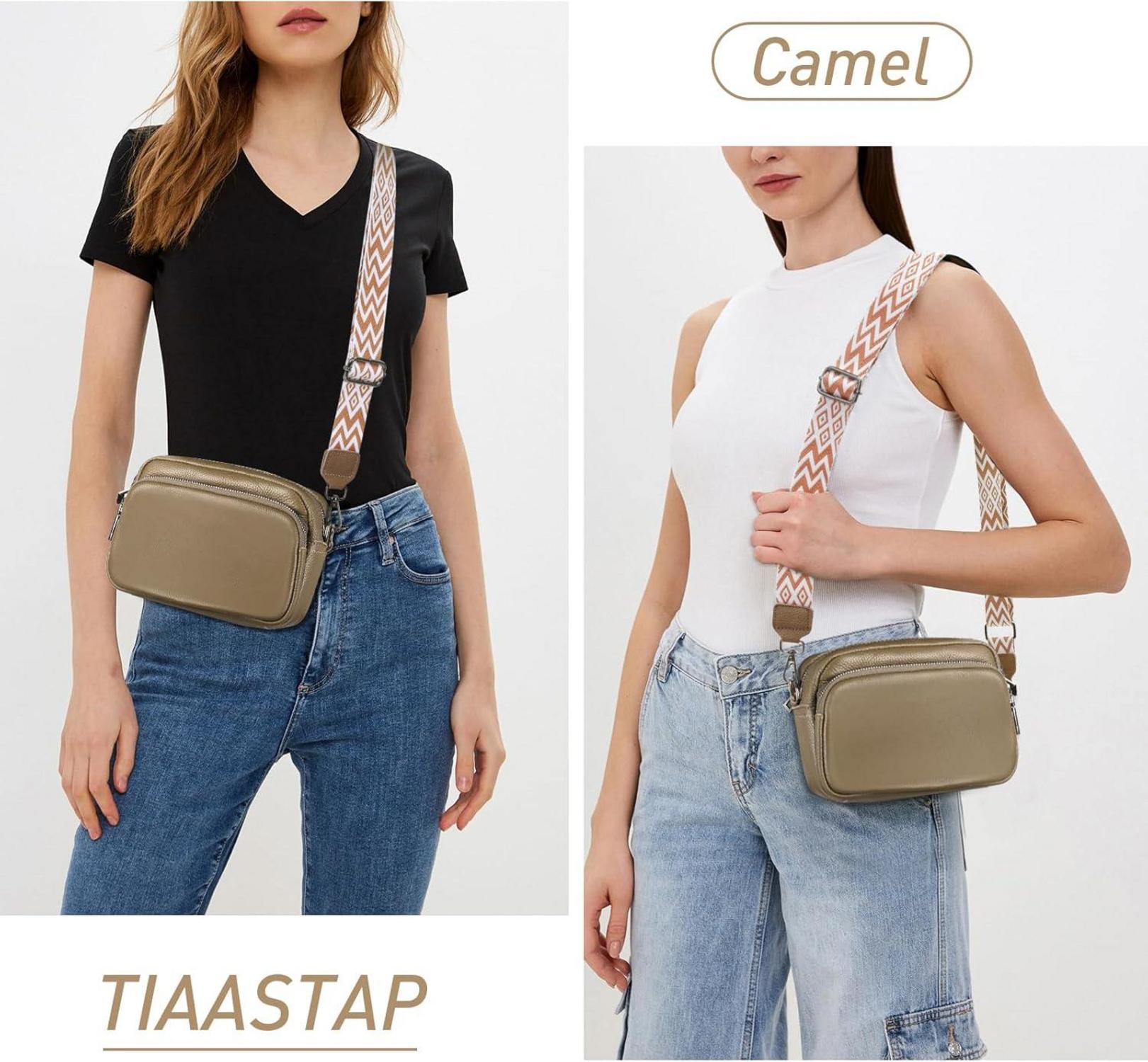 Damen Echtes Leder Umhängetasche Crossbody Bag Schultergurt 3