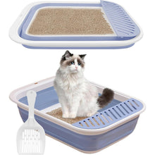 Faltbare Katzentoilette Flach Groß Blau 53*40*13.5cm