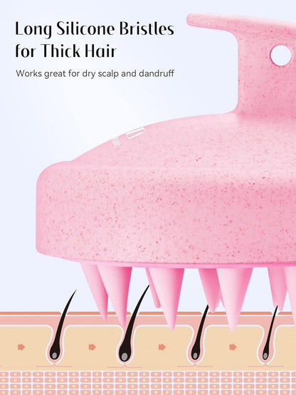 Kopfhaut Massagebürste Silikonborsten Haarmassage Haarpflege Rosa