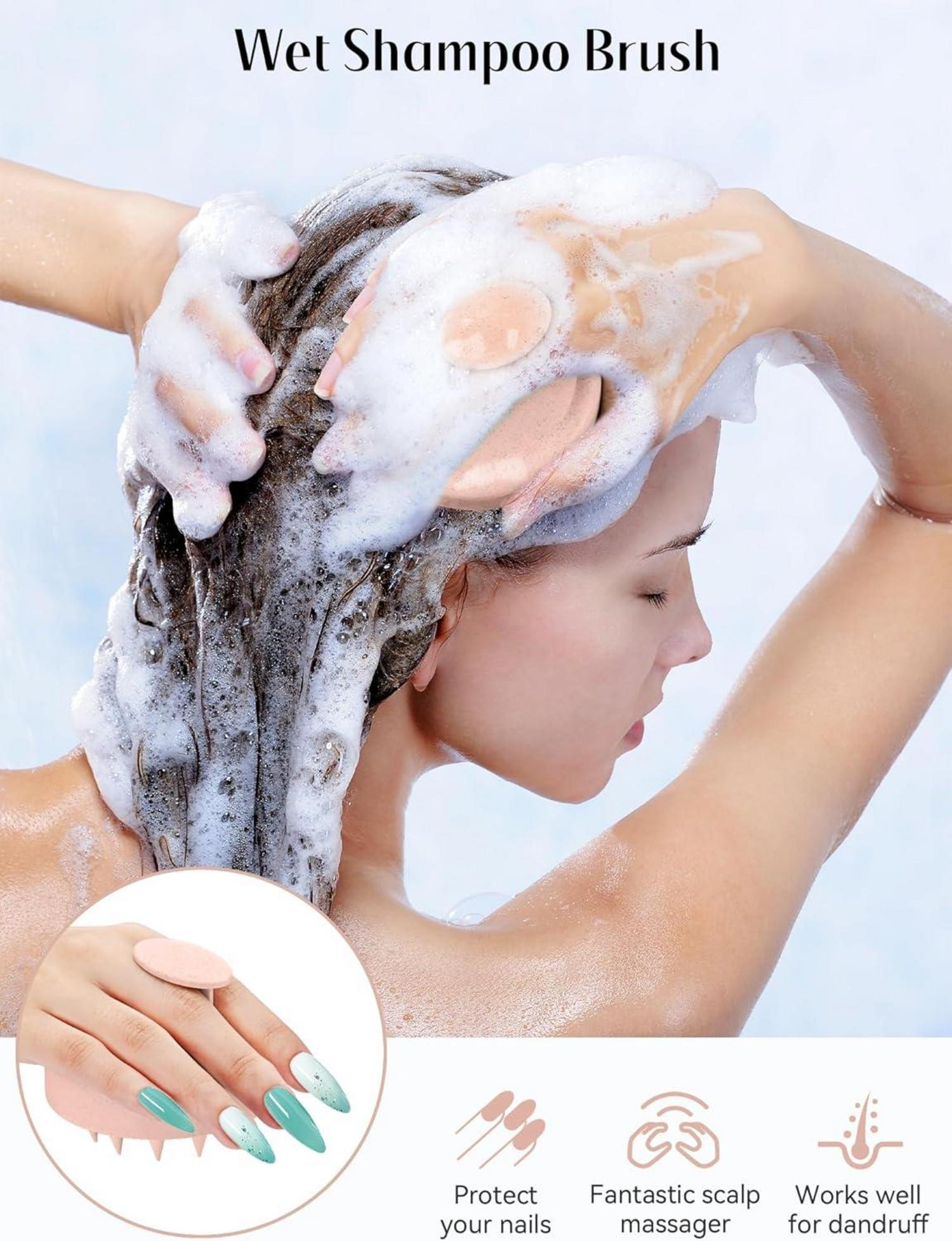 Kopfhaut Massagebürste mit Silikonborsten für Haarpflege