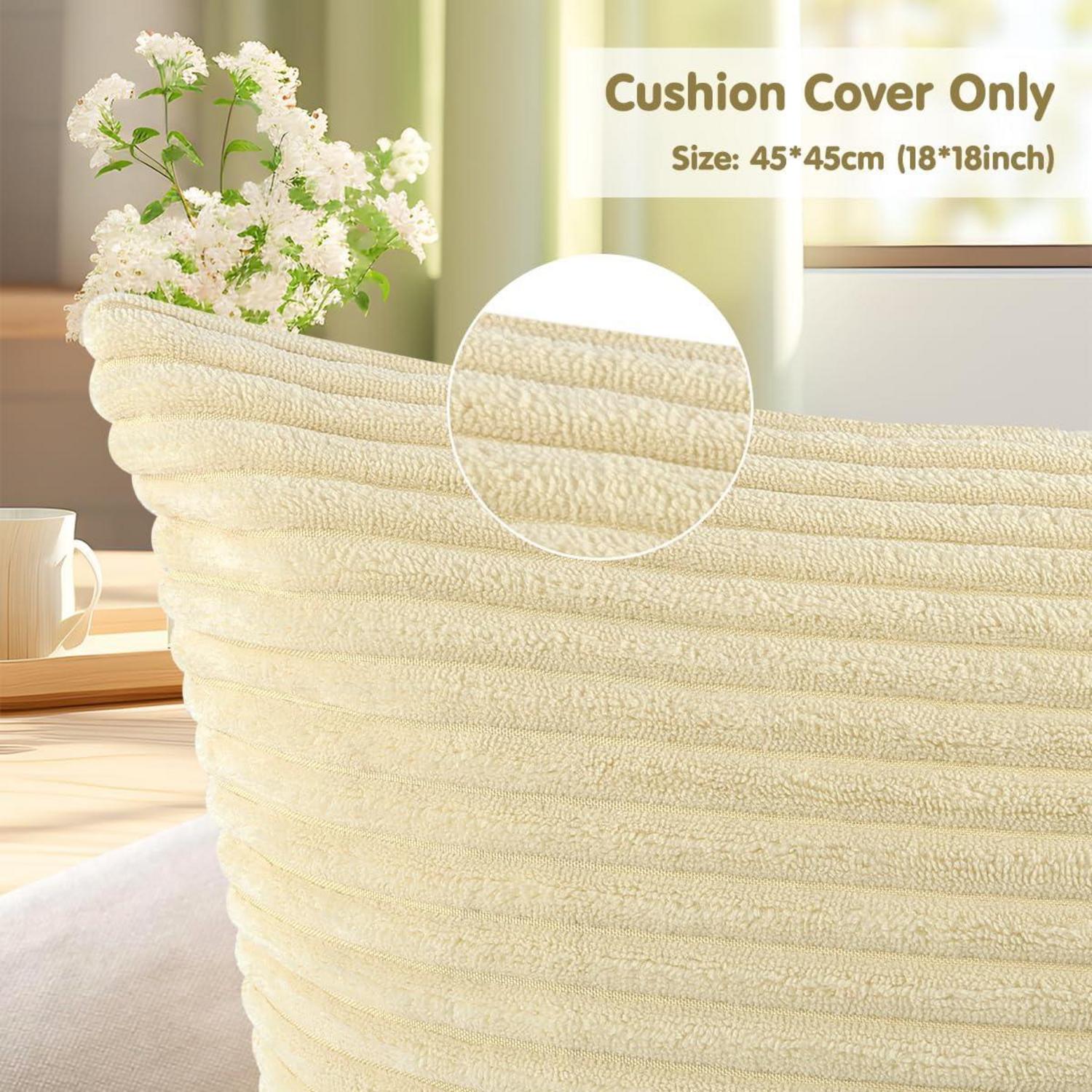 Kordsamt Kissenbezug 45x45cm Beige 2er Set Sofakissen