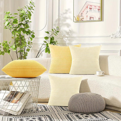 Beige Kordsamt Kissenbezug 45x45cm 2er Set Deko Sofa Zierkissen