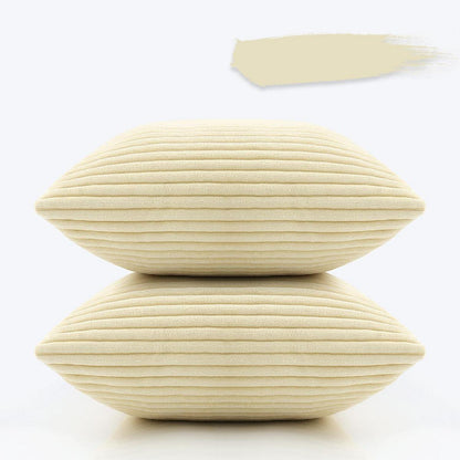Kordsamt Kissenbezug 45x45cm beige Sofakissen 2er Set Flauschig Zierkissen für Sofa Schlafzimmer