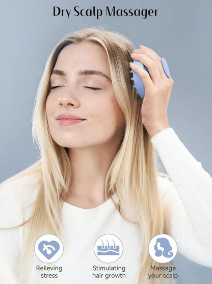 HEETA Kopfhaut Massagebürste weiche Silikonborsten Haarmassagebürste Himmelblau