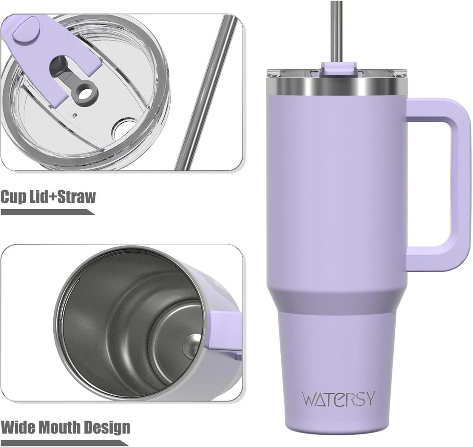 40oz Thermobecher to Go Doppelwandiger Edelstahl Lila mit Griff