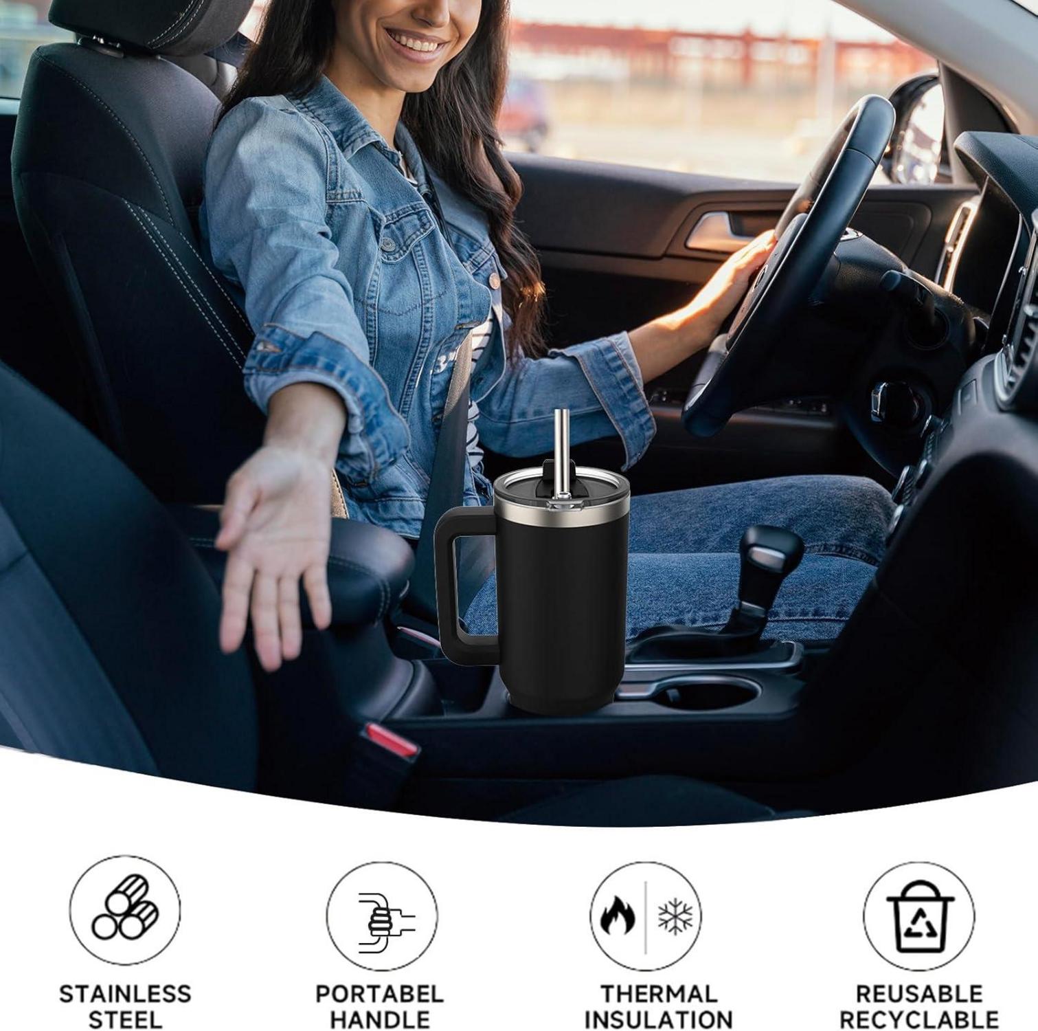 40oz Kaffeebecher to Go Thermobecher Doppelwandiger Edelstahl Schwarz