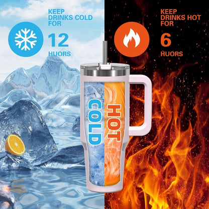 40oz Vakuum Thermobecher Rosenpulver Griff Trinkbecher
