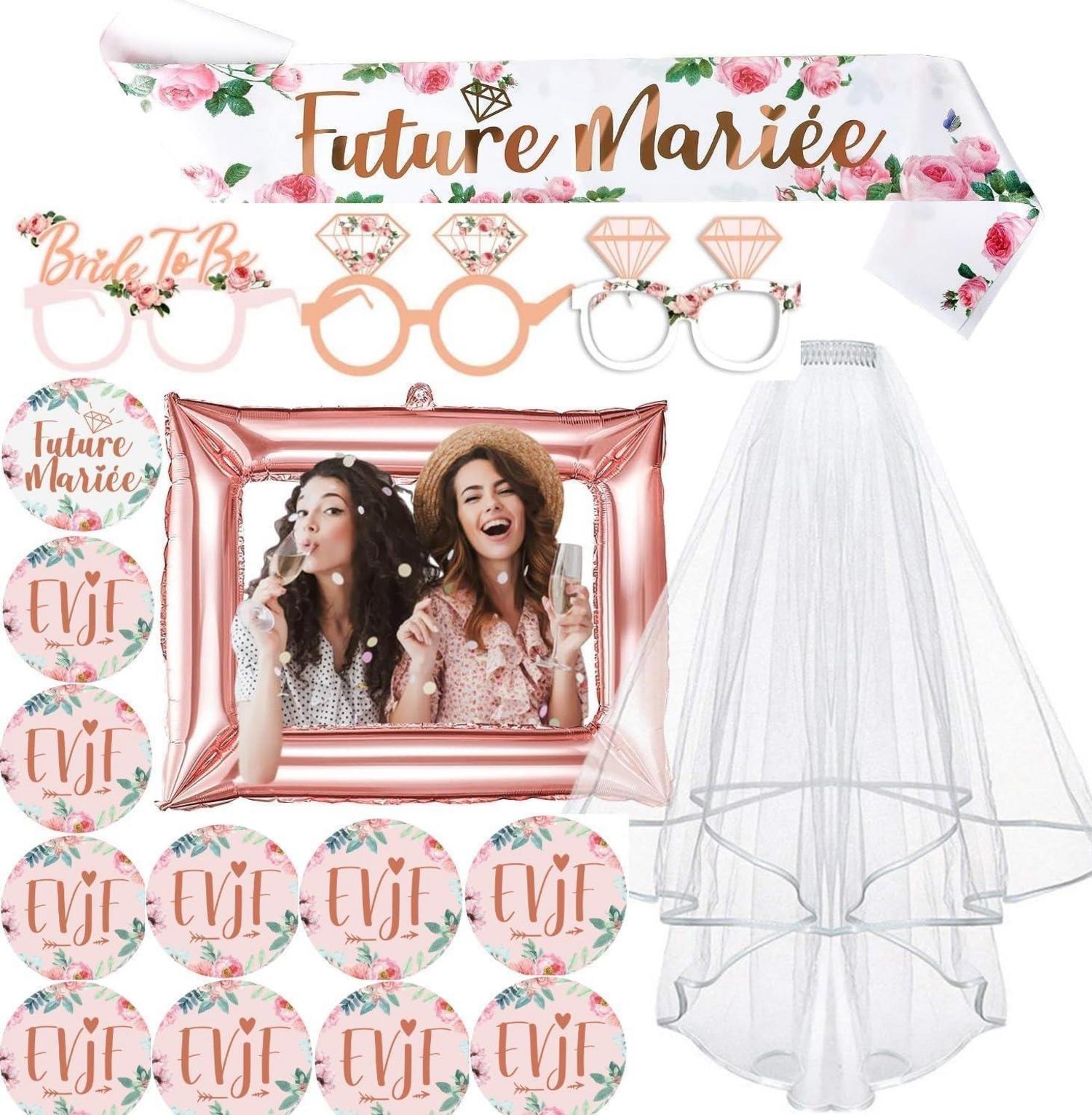 Bride to be Party Deko Set iZoeL Glitzer Rosegold