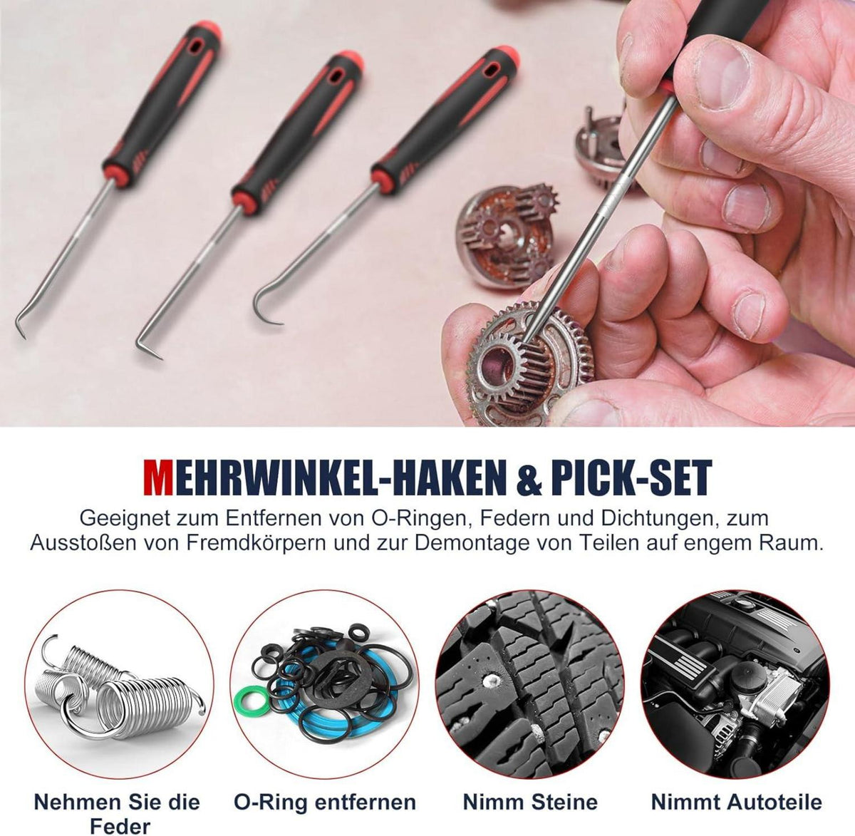 205-tlg Werkzeugkoffer Set Karbonstahl Multifunktionswerkzeug Rot