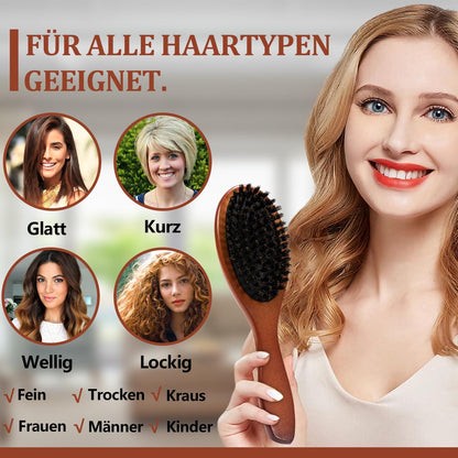 Haarbürste Wildschweinborsten 2er-Pack Naturhaarbürste Sleek Look