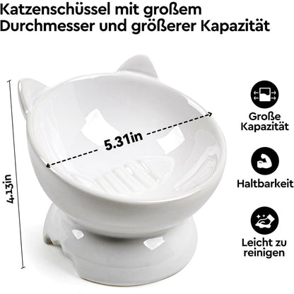 2er Set Keramik Katzennäpfe | Erhöhte Fressnäpfe für Katzen