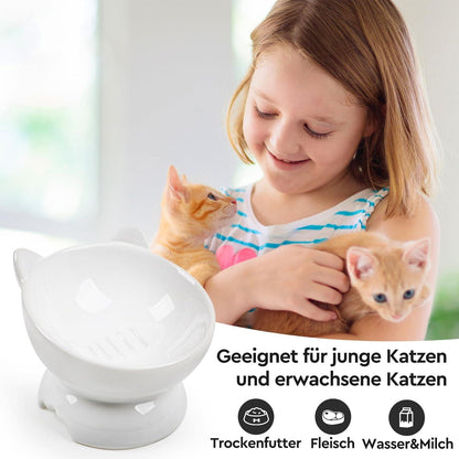 Katzennapf Keramik 2er Set Erhöhter Futternapf Katze