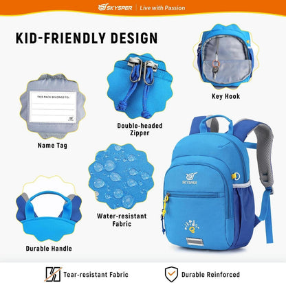 Kinderrucksack 8L für Kinder Wanderrucksack Jungen Mädchen Brustgurt Blau