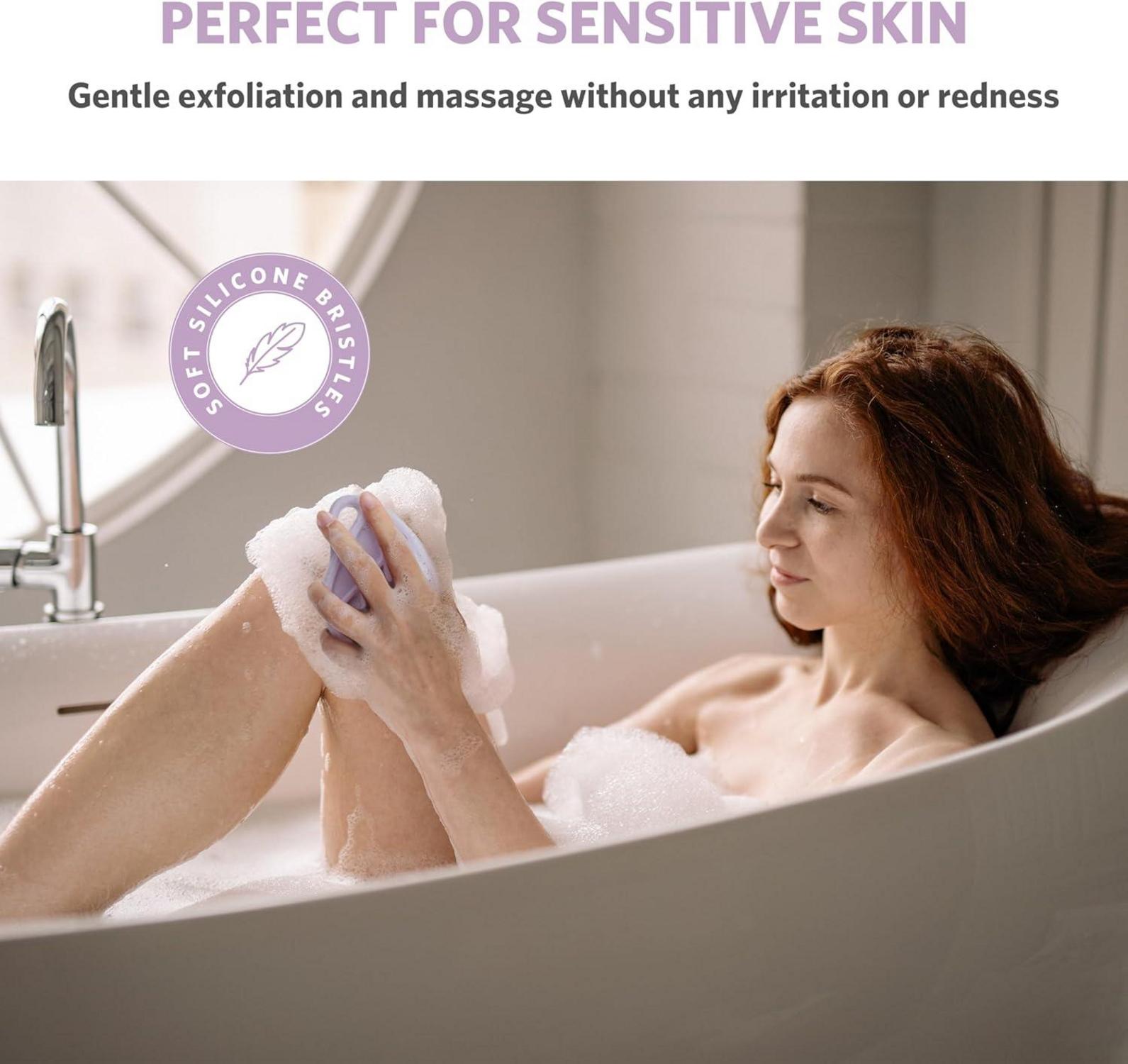 Silikon Duschbürste Blattform Sanftes Peeling Empfindliche Haut Lila