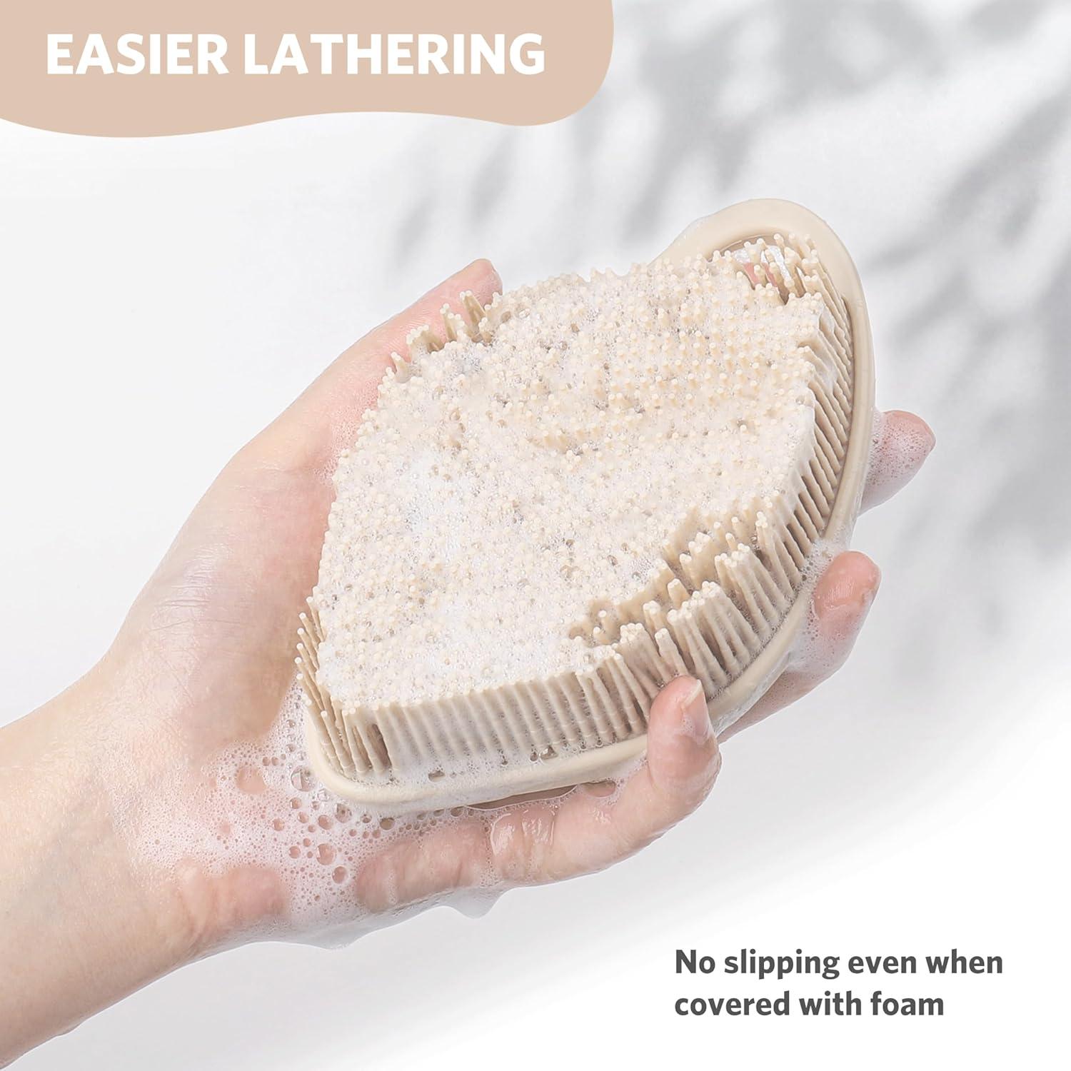 Silikon Körperbürste, Duschbürste, Blatt-Design, Sanftes Peeling & Massage, Schaumbildende Borsten, Hygienisch & Langlebig