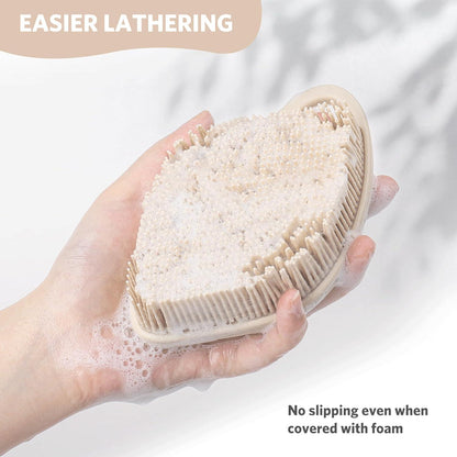 Silikon Körperbürste, Duschbürste, Blatt-Design, Sanftes Peeling & Massage, Schaumbildende Borsten, Hygienisch & Langlebig