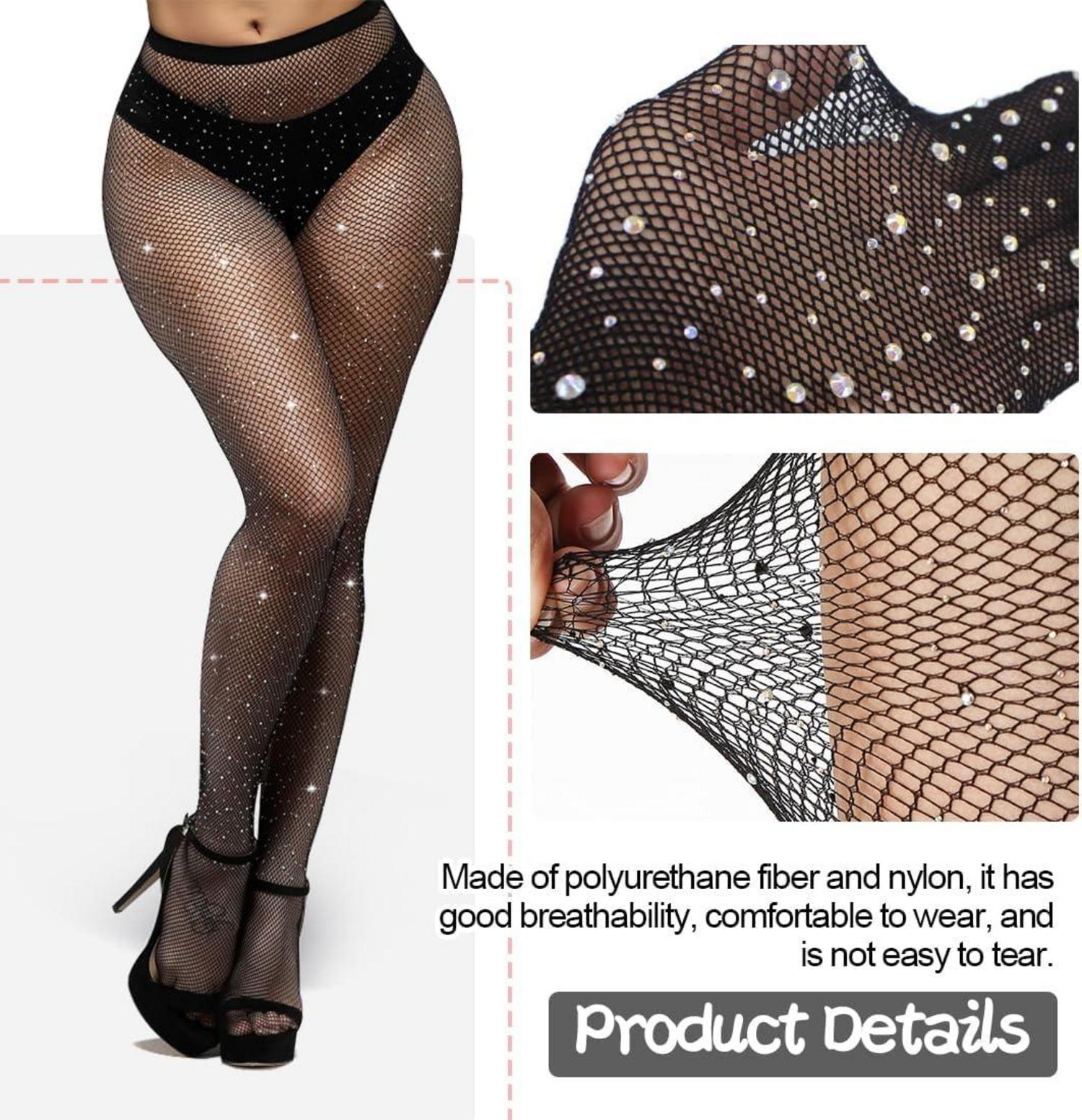 Glitzer Strumpfhose mit Strass - 3er Set in Weiß/Schwarz