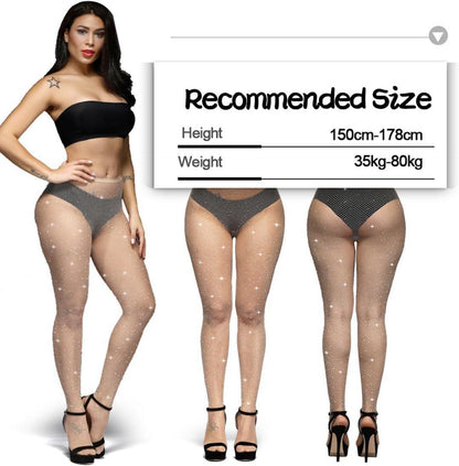 Damen Glitzer Strumpfhose Strass Netzstrumpfhose 3er Set White/Black/Beige