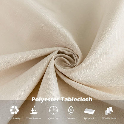 Rechteckige Tischdecke wasserdicht, Beige 140x280 cm – Polyester-Leinen-Optik