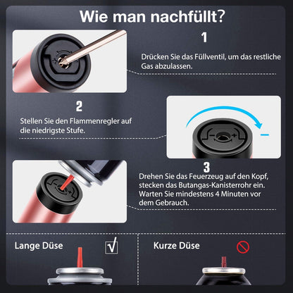 2er Pack Jetflame Sturmfeuerzeug Gas Nachfüllbar Winddicht 6,5-IN Schwarz/Roségold